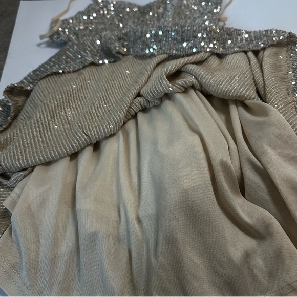 Lulus XS Gold Sequin Fit & Flare Mini Dress Sparkly Party Cocktail - Picture 13 of 16